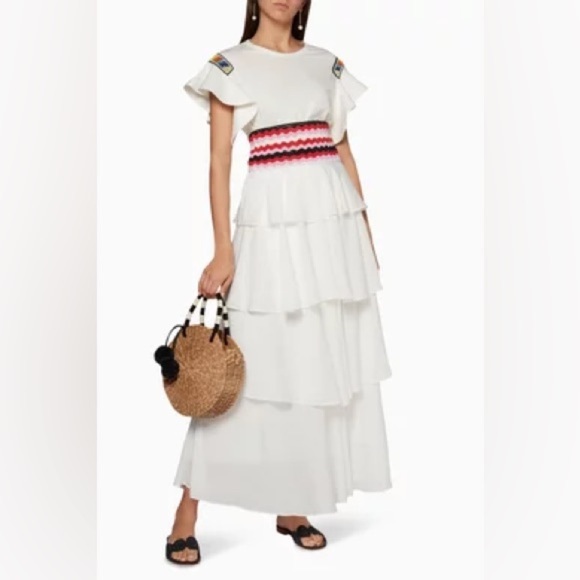 ZAYAN THE LABEL White Rainbow Beaded festival coachella tee top embroidered - Picture 2 of 8